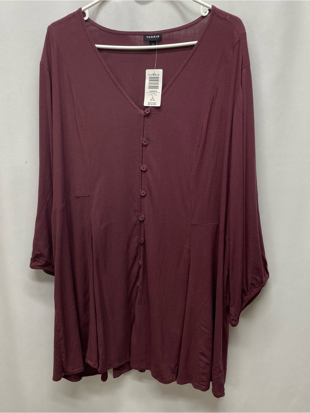 Torrid blouse fit flare slub button pullover size 3x sassafras boho minimalist